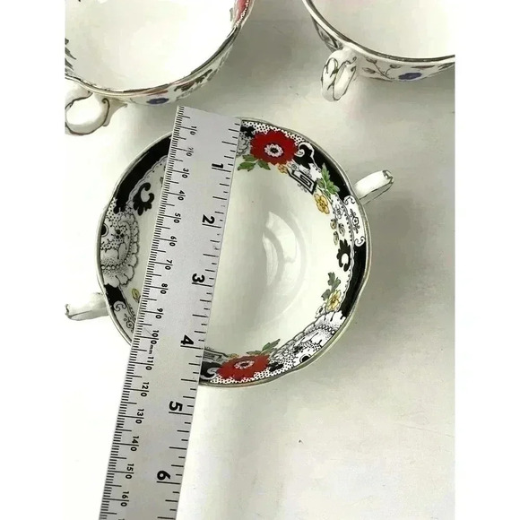 VTG Set of 5 Swansea Soup Dish Bowl Floral Pattern Bone China Canton Gold Trim - Picture 12 of 12